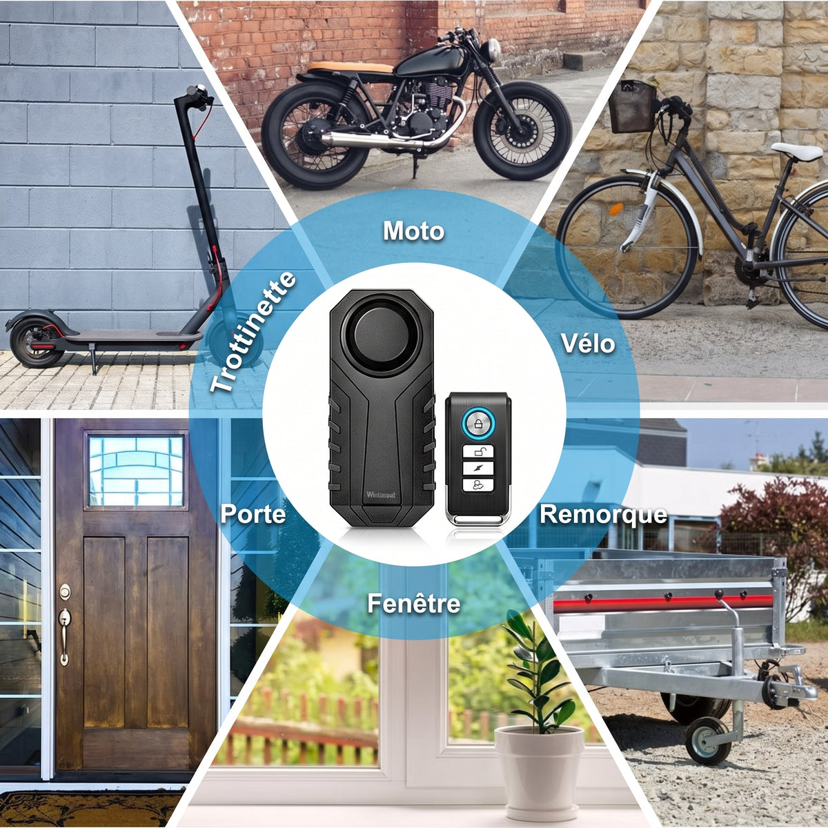 Système d'alarme antivol étanche Wsdcam pour moto et vélo (Ensemble de 2)