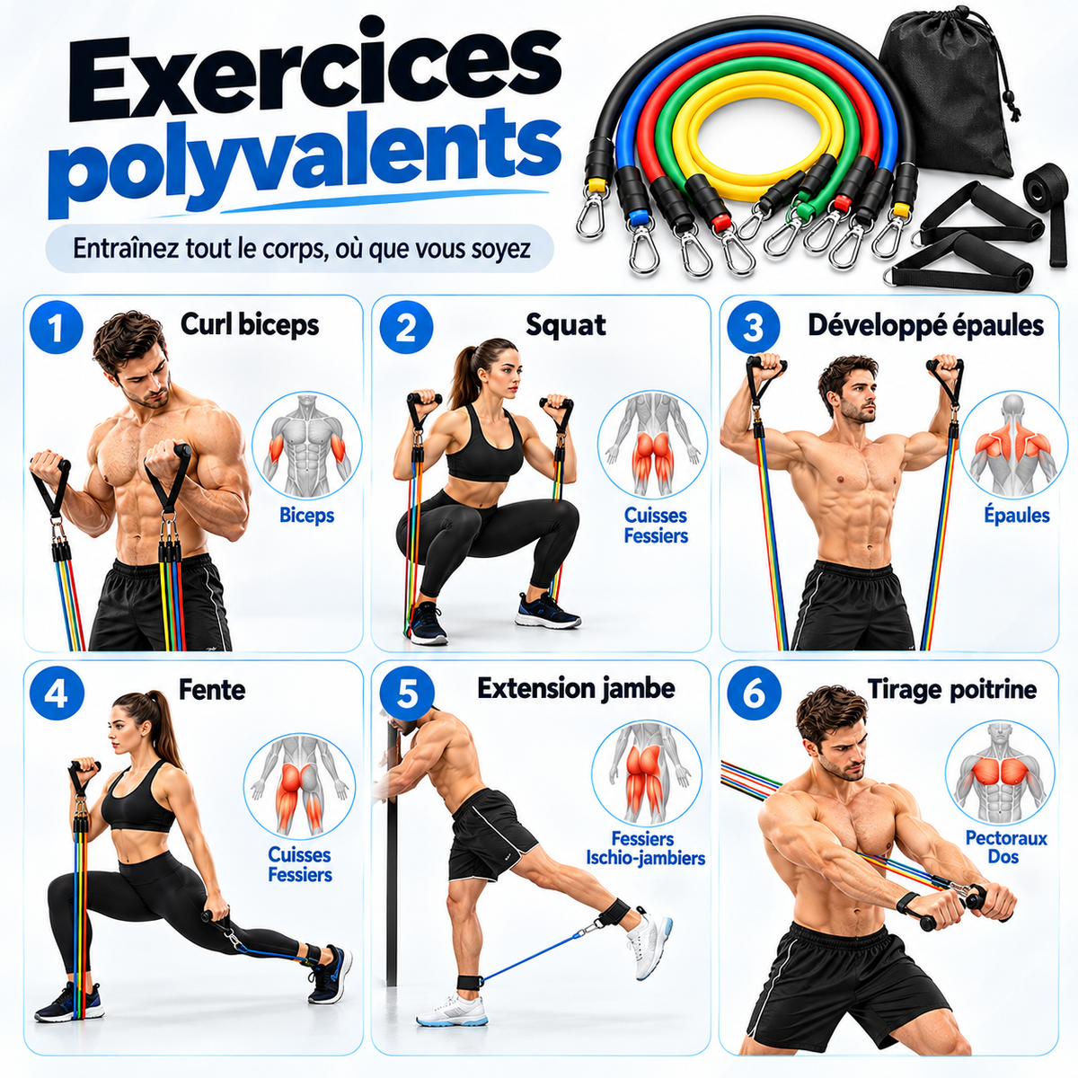 Ensemble de bandes de résistance professionnelles (11 pièces)