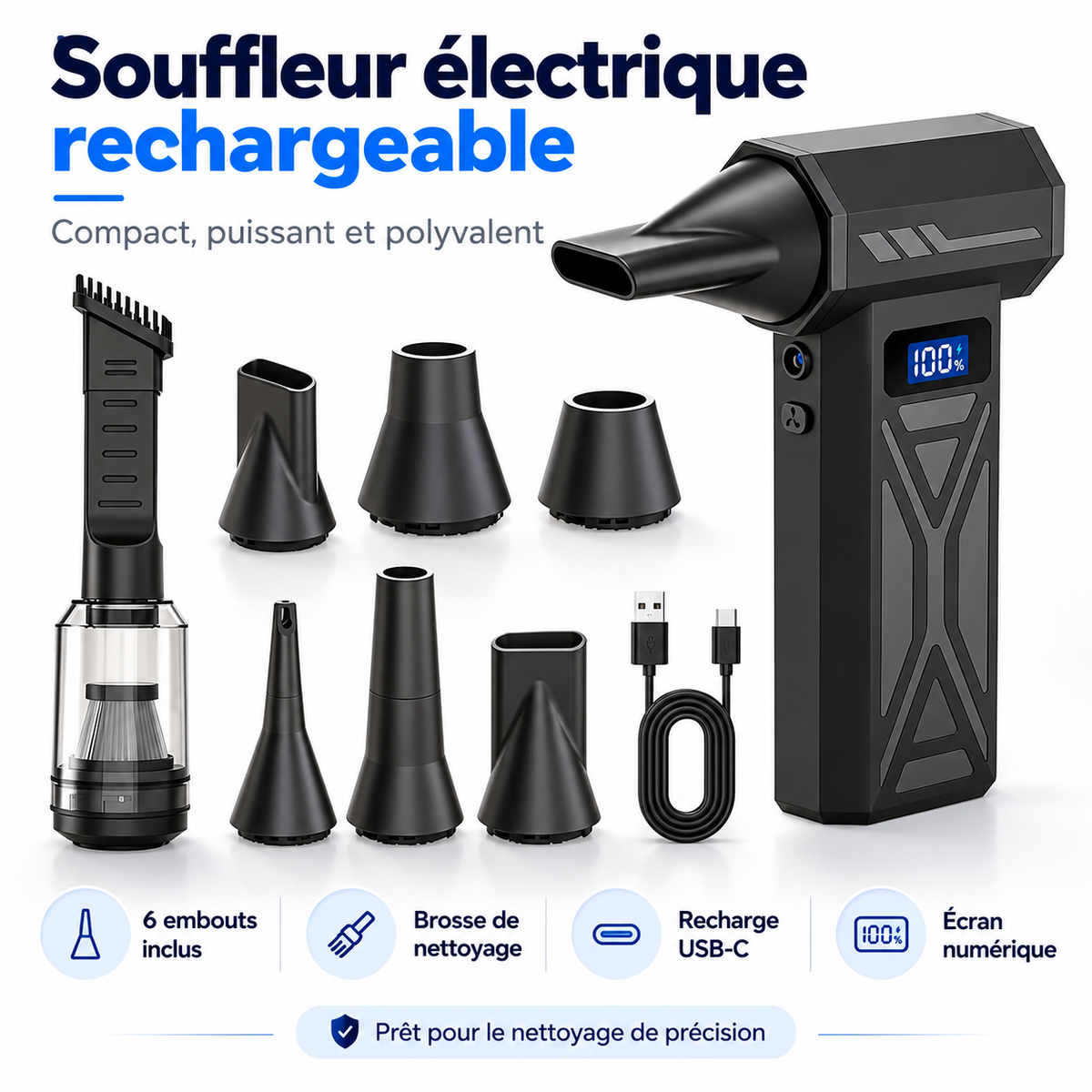 Mini-souffleur turbo multifonction (110 000 tr/min)