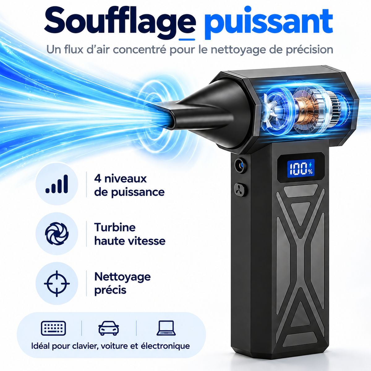 Mini-souffleur turbo multifonction (110 000 tr/min)