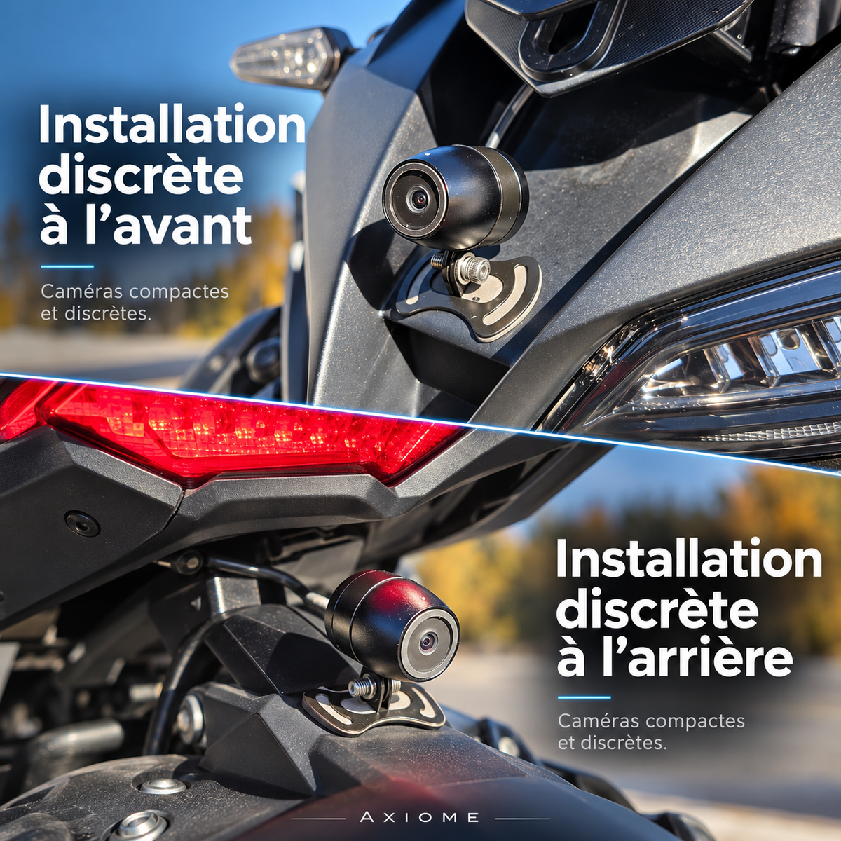 Caméra de bord double 1080P pour moto avec Wi-Fi
