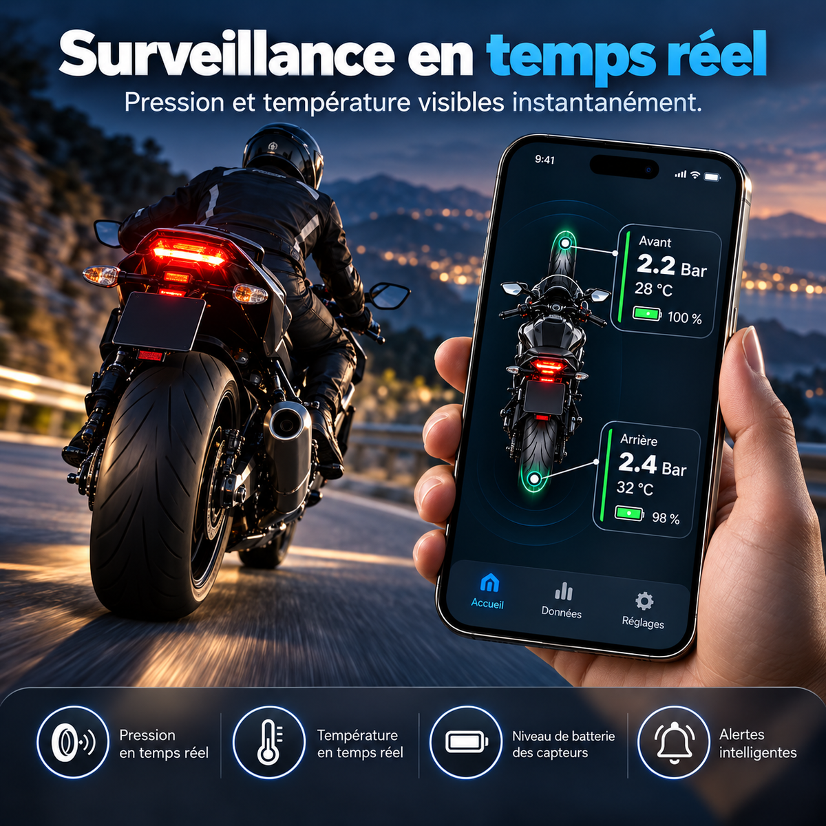 Système de pression des pneus TPMS Bluetooth